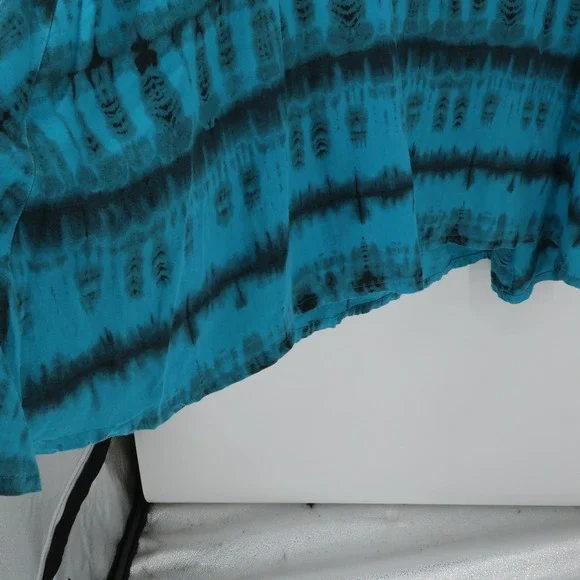 Bryn Walker Teal Black Tie‎ Dye Linen Tunic Dress Lagenlook Boho USA Size S - Picture 6 of 9